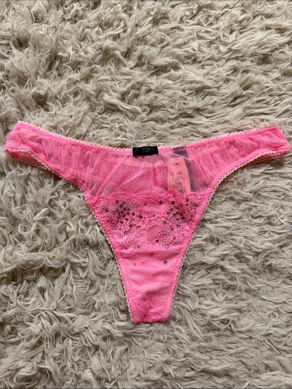 NWT Vintage Victoria's Secret Lace Rhinestone Thong Rare Small